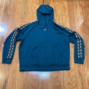 Nike Hoodie Size Large Dark Green Blue Pop Over Kangaroo Pocket Trim Arms